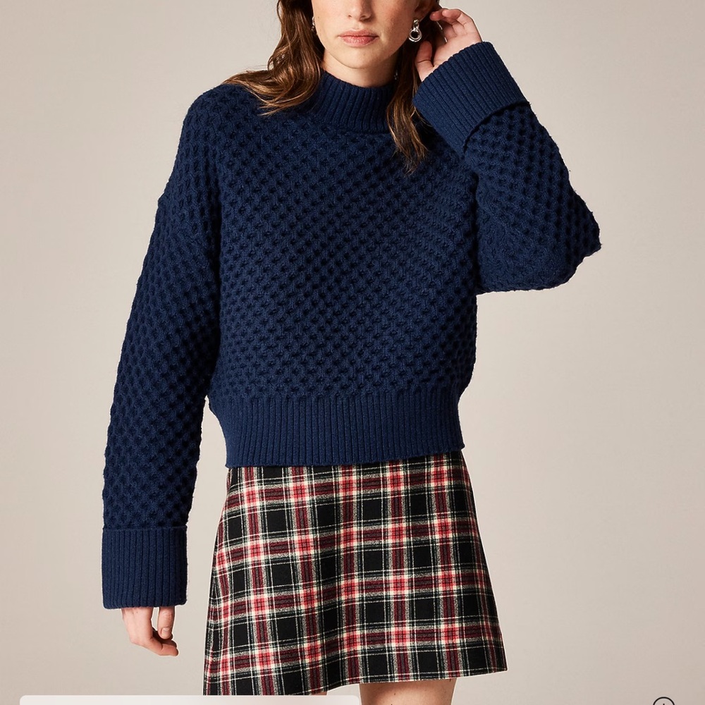 J.Crew Honeycomb mockneck sweater in wool blend